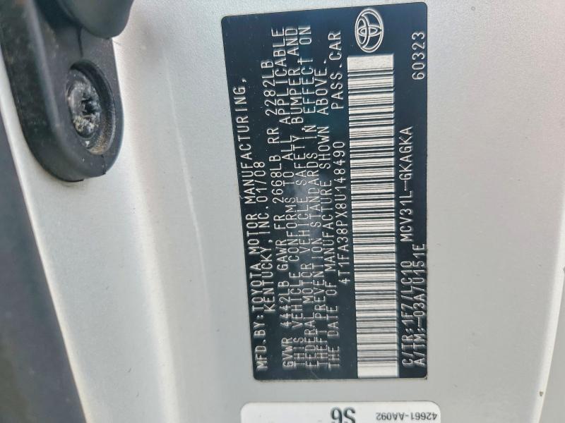 Продажа на аукционе авто 2008 Toyota Camry Solara, vin: 4T1FA38PX8U148490, номер лота: 55034926