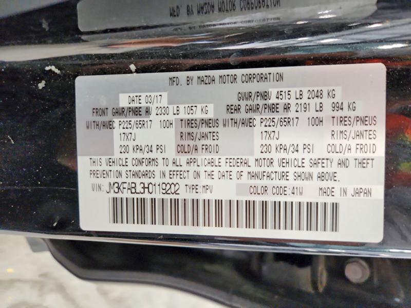 54352926 :رقم المزاد ، JM3KFABL3H0119202 vin ، 2017 Mazda Cx-5 مزاد بيع
