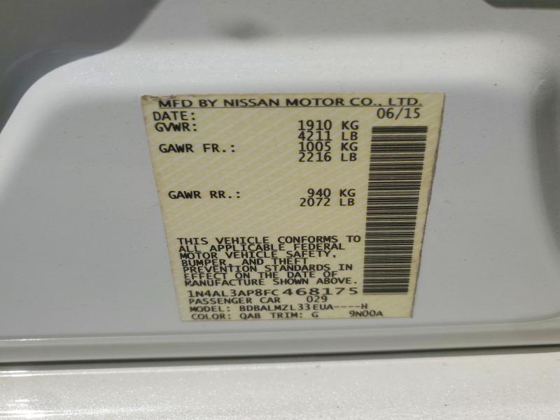 Продажа на аукционе авто 2015 Nissan Altima, vin: 1N4AL3AP8FC468175, номер лота: 54022116