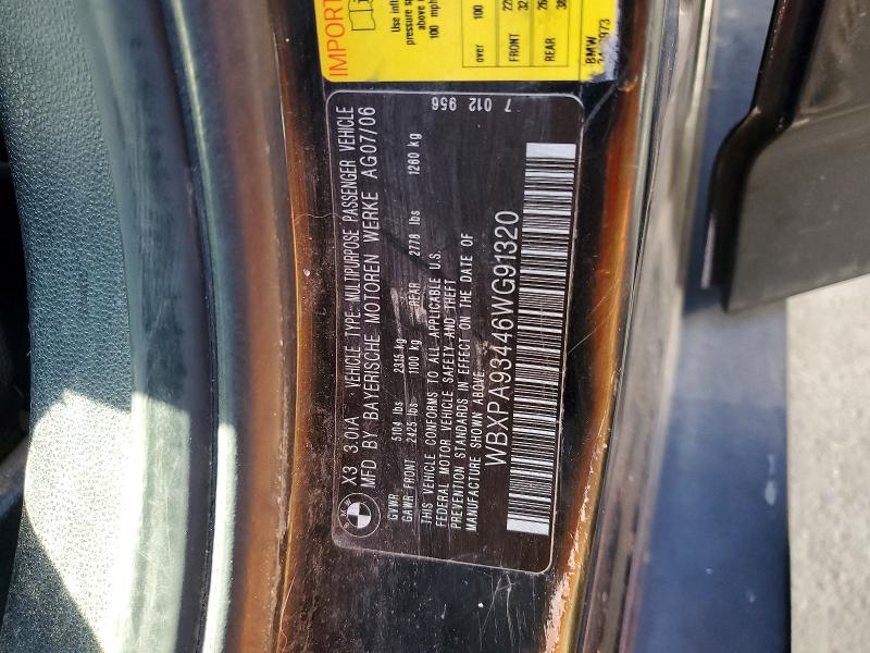 Продажа на аукционе авто 2006 Bmw X3, vin: WBXPA93446WG91320, номер лота: 52584866