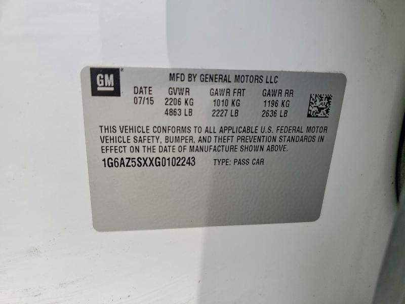 Aukcja sprzedaży 2016 Cadillac Cts, vin: 1G6AZ5SXXG0102243, numer aukcji: 55075846