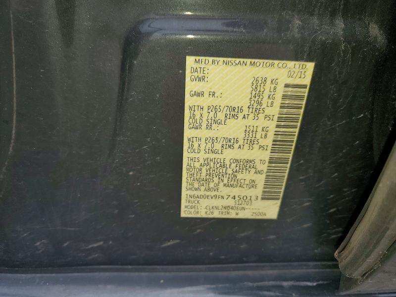 Aukcja sprzedaży 2015 Nissan Frontier, vin: 1N6AD0EV9FN745013, numer aukcji: 52335266