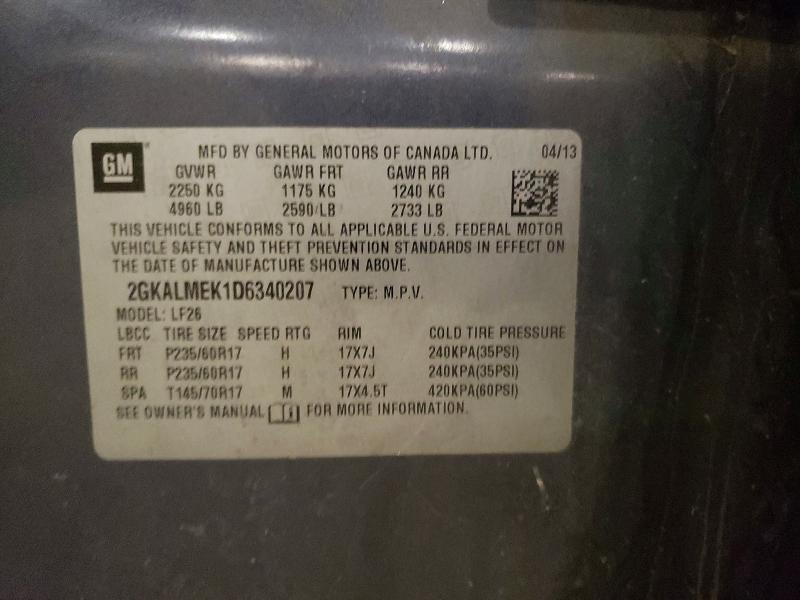 54232306 :رقم المزاد ، 2GKALMEK1D6340207 vin ، 2013 Gmc Terrain مزاد بيع