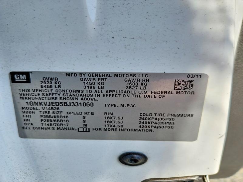 48211426 :رقم المزاد ، 1GNKVJED5BJ331060 vin ، 2011 Chevrolet Traverse مزاد بيع