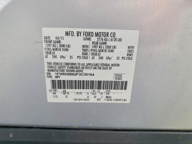 Aukcja sprzedaży 2015 Ford Explorer, vin: 1FM5K8B82FGC55164, numer aukcji: 51617196