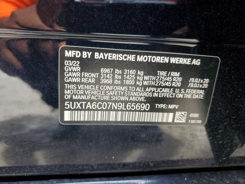 2022 Bmw X5 მანქანა იყიდება აუქციონზე, vin: 5UXTA6C07N9L65690, აუქციონის ნომერი: 54459936