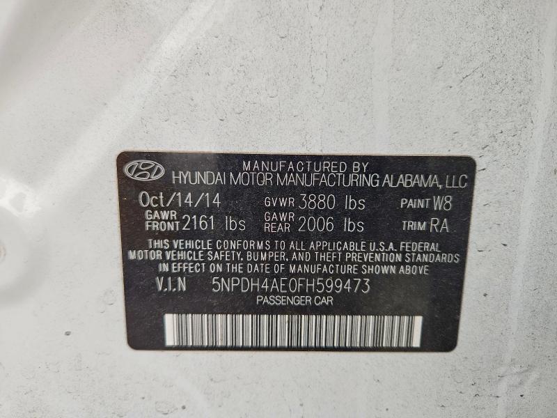 Aukcja sprzedaży 2015 Hyundai Elantra, vin: 5NPDH4AE0FH599473, numer aukcji: 52049536