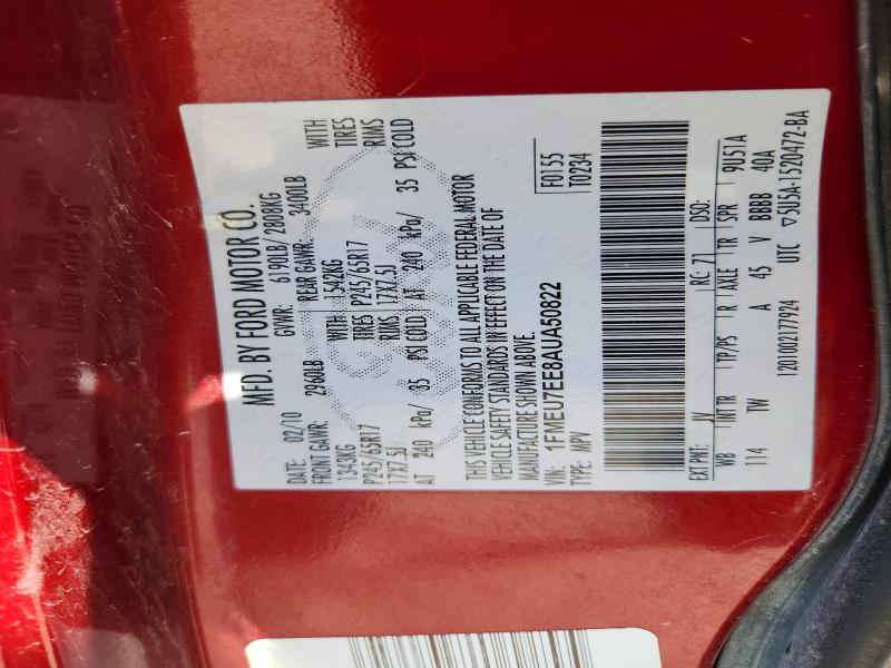 51819796 :رقم المزاد ، 1FMEU7EE8AUA50822 vin ، 2010 Ford Explorer مزاد بيع
