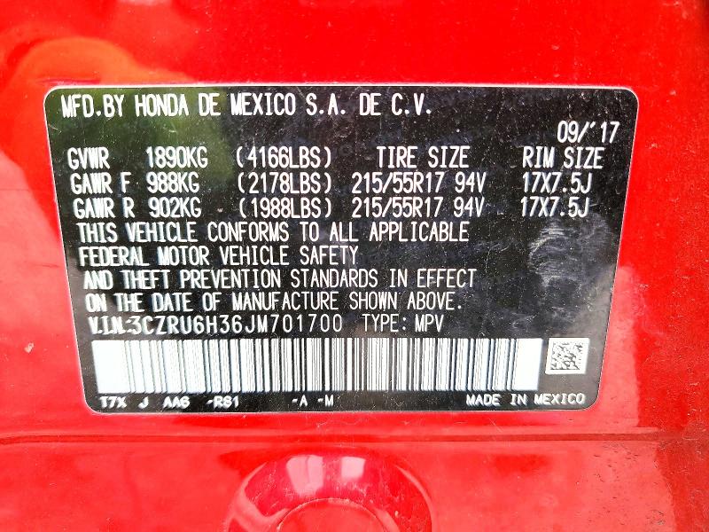 Продажа на аукционе авто 2018 Honda Hr-v, vin: 3CZRU6H36JM701700, номер лота: 54327396