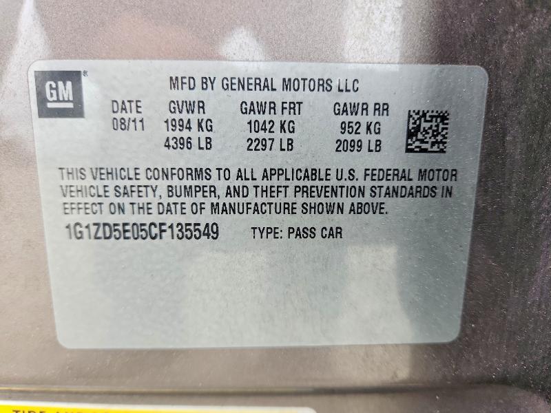 2012 Chevrolet Malibu მანქანა იყიდება აუქციონზე, vin: 1G1ZD5E05CF135549, აუქციონის ნომერი: 54831966