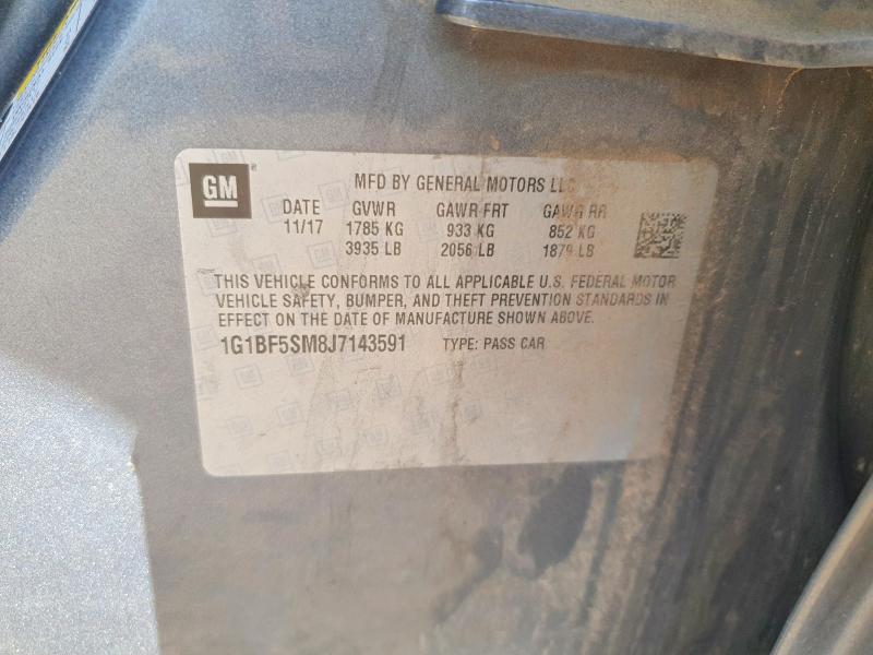 53570016 :رقم المزاد ، 1G1BF5SM8J7143591 vin ، 2018 Chevrolet Cruze مزاد بيع