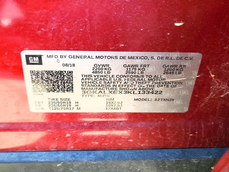 51037226 :رقم المزاد ، 3GKALXEX3KL133422 vin ، 2019 Gmc Terrain مزاد بيع