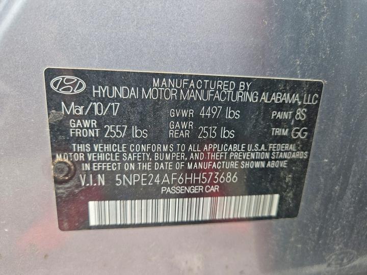 Продаж на аукціоні авто 2017 Hyundai Sonata, vin: 5NPE24AF6HH573686, номер лоту: 52575706