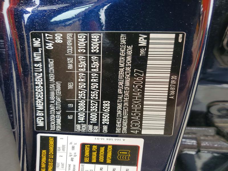 Aukcja sprzedaży 2017 Mercedes-benz Gle, vin: 4JGDA5HBXHA950627, numer aukcji: 54842886