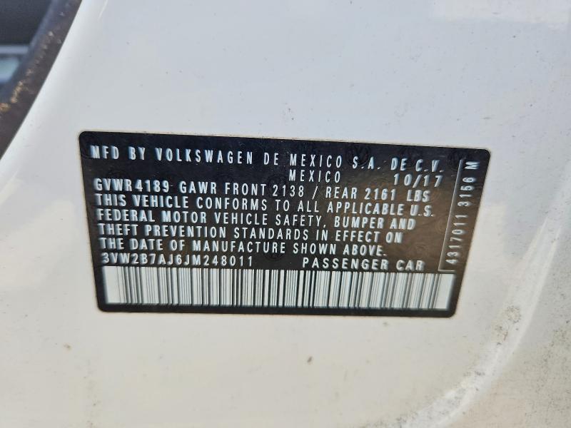 Продажа на аукционе авто 2018 Volkswagen Jetta, vin: 3VW2B7AJ6JM248011, номер лота: 55325336