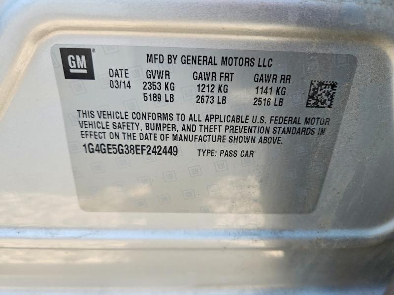 2014 Buick Lacrosse მანქანა იყიდება აუქციონზე, vin: 1G4GE5G38EF242449, აუქციონის ნომერი: 52865836