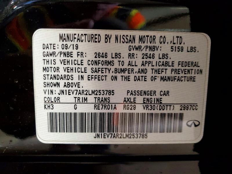 2020 Infiniti Q50 მანქანა იყიდება აუქციონზე, vin: JN1EV7AR2LM253785, აუქციონის ნომერი: 54624486