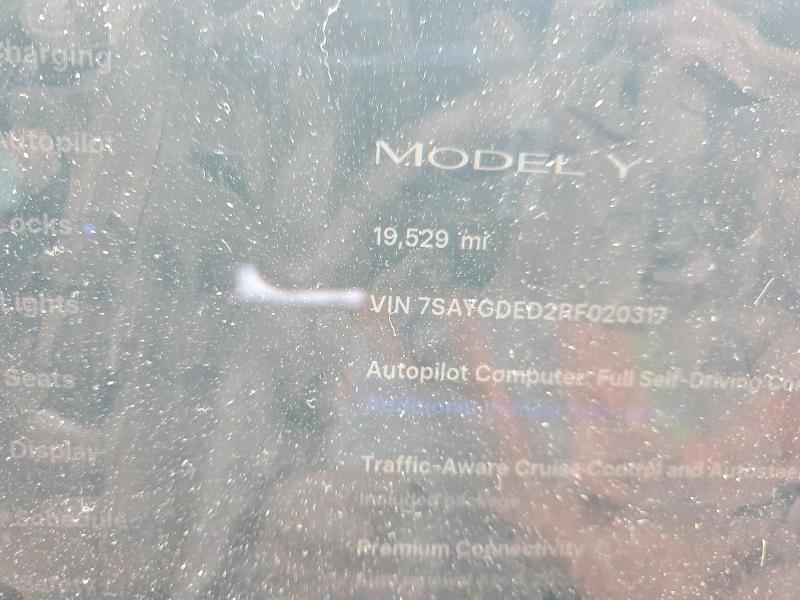 53458306 :رقم المزاد ، 7SAYGDED2RF020317 vin ، 2024 Tesla Model Y مزاد بيع
