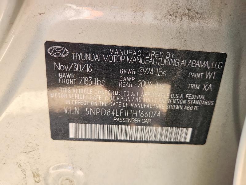 Aukcja sprzedaży 2017 Hyundai Elantra, vin: 5NPD84LF1HH166074, numer aukcji: 53807226