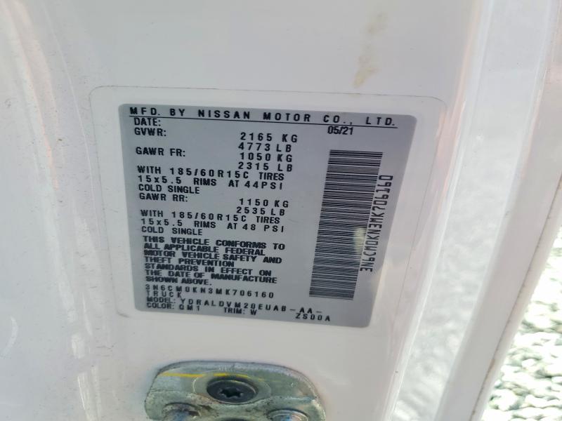 Aukcja sprzedaży 2021 Nissan Nv200, vin: 3N6CM0KN3MK706160, numer aukcji: 61822266