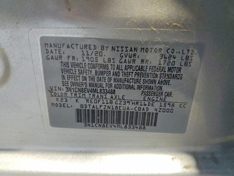 Aukcja sprzedaży 2021 Nissan Versa, vin: 3N1CN8EV4ML833488, numer aukcji: 52445036