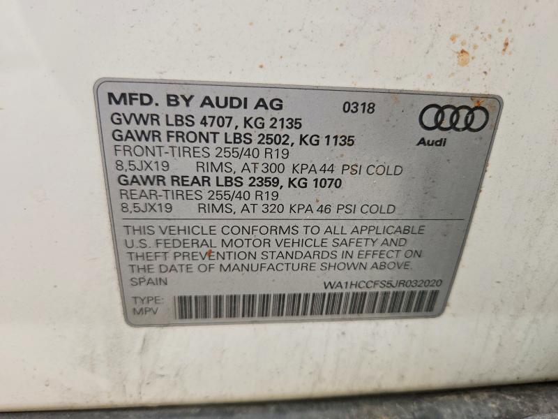 Aukcja sprzedaży 2018 Audi Q3, vin: WA1HCCFS5JR032020, numer aukcji: 53826906