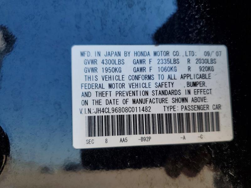 2008 Acura Tsx მანქანა იყიდება აუქციონზე, vin: JH4CL96808C011482, აუქციონის ნომერი: 53571556