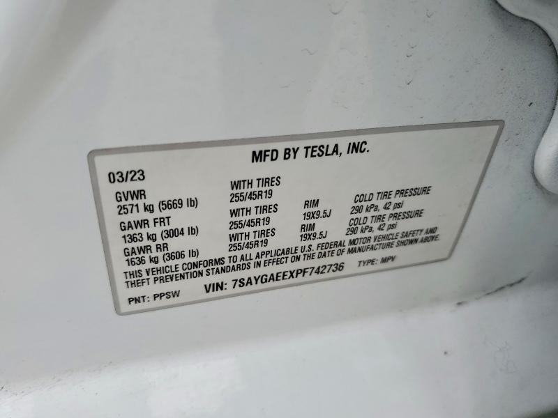 Продаж на аукціоні авто 2023 Tesla Model Y, vin: 7SAYGAEEXPF742736, номер лоту: 53761916