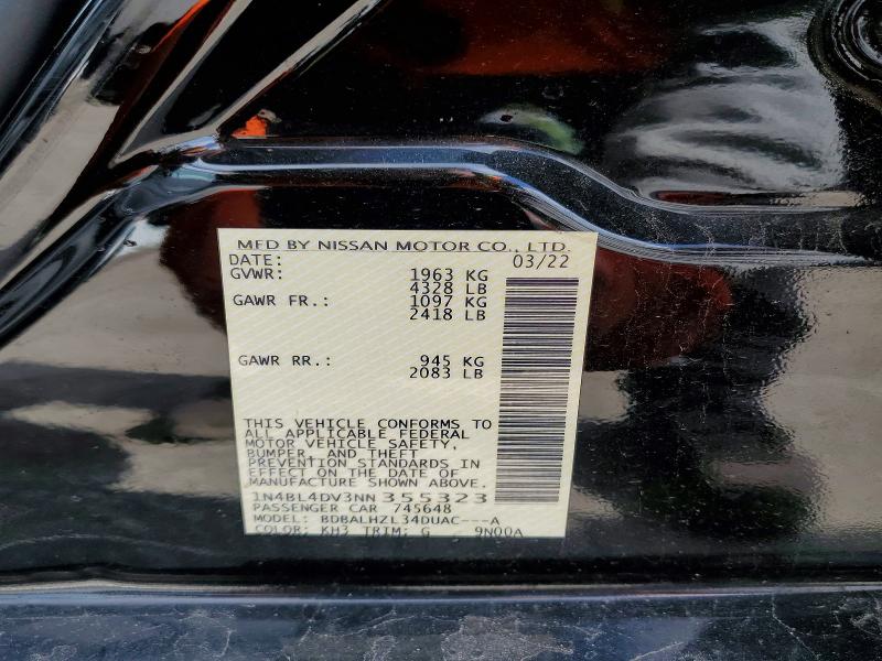 Продажа на аукционе авто 2022 Nissan Altima, vin: 1N4BL4DV3NN355323, номер лота: 52370636