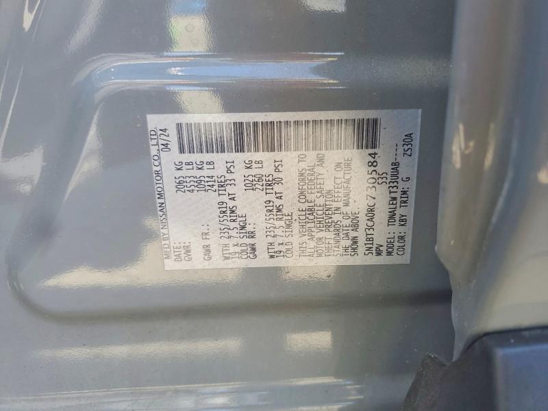 51420126 :رقم المزاد ، 5N1BT3CA0RC730584 vin ، 2024 Nissan Rogue مزاد بيع