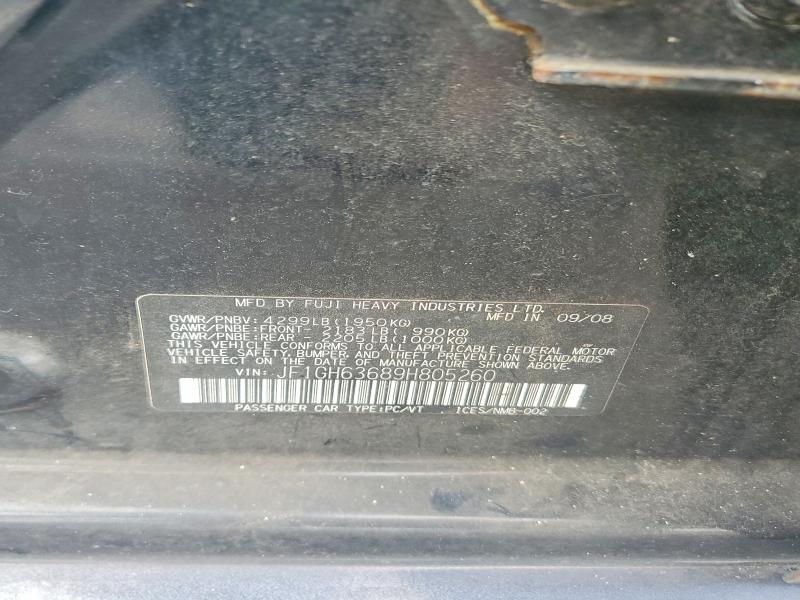 54948946 :رقم المزاد ، JF1GH63689H805260 vin ، 2009 Subaru Impreza مزاد بيع