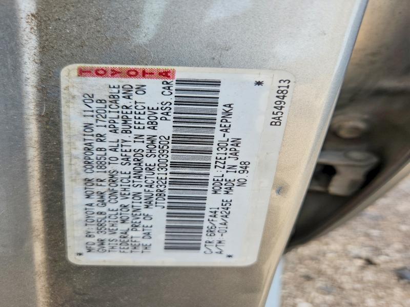 54729116 :رقم المزاد ، JTDBR32E130039502 vin ، 2003 Toyota Corolla مزاد بيع