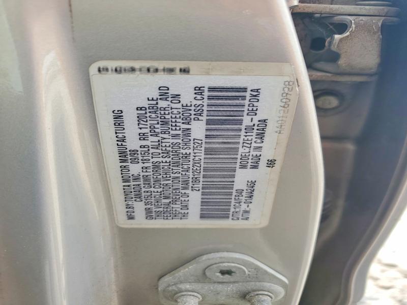 Aukcja sprzedaży 1999 Toyota Corolla, vin: 2T1BR12E2XC117527, numer aukcji: 54465106