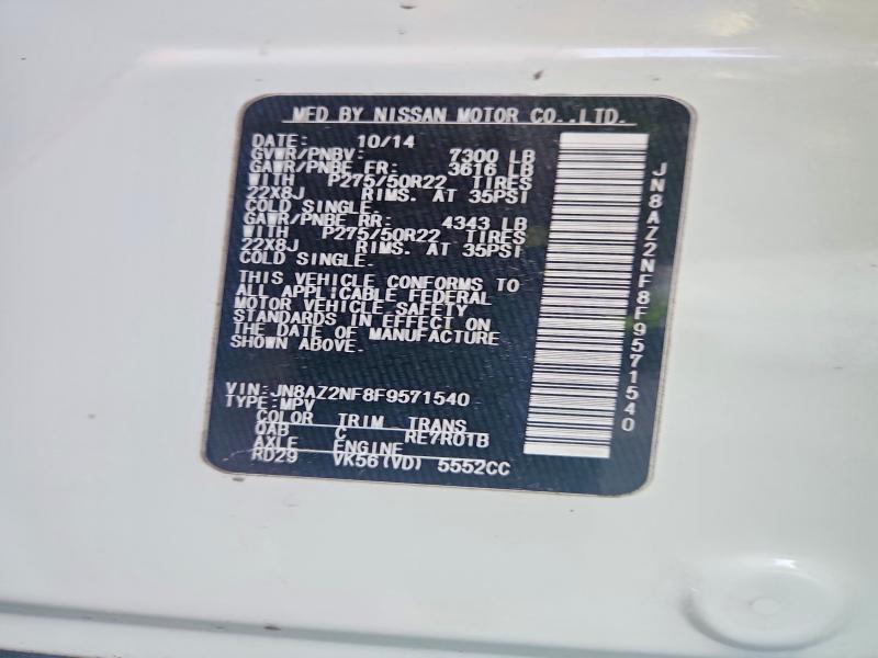 Aukcja sprzedaży 2015 Infiniti Qx80, vin: JN8AZ2NF8F9571540, numer aukcji: 53066486