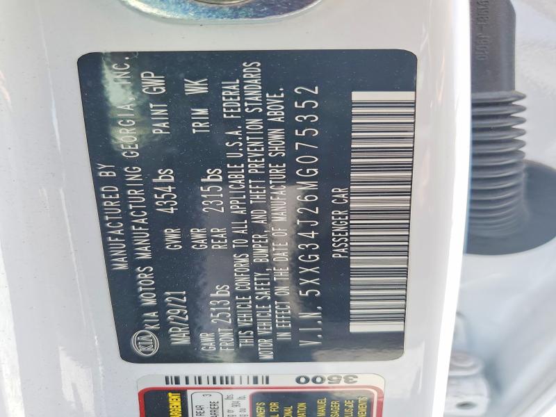 53247776 :رقم المزاد ، 5XXG34J26MG075352 vin ، 2021 Kia K5 مزاد بيع