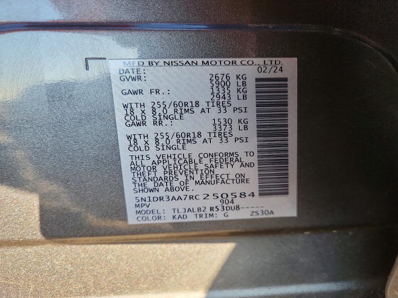 Продажа на аукционе авто 2024 Nissan Pathfinder, vin: 5N1DR3AA7RC250584, номер лота: 53086876