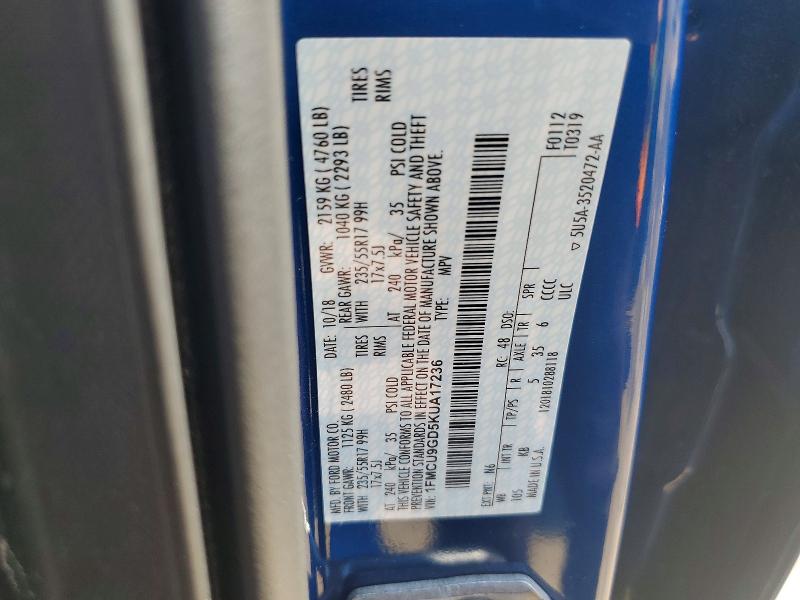 Продаж на аукціоні авто 2019 Ford Escape, vin: 1FMCU9GD5KUA17236, номер лоту: 55201466