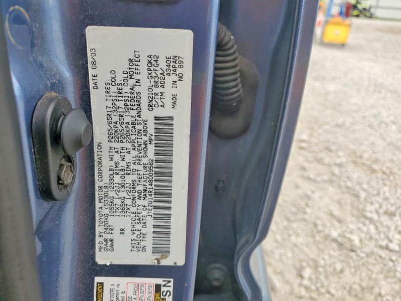 2004 Toyota 4runner მანქანა იყიდება აუქციონზე, vin: JTEZU14R148009562, აუქციონის ნომერი: 53919206