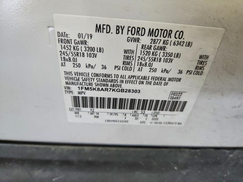 Aukcja sprzedaży 2019 Ford Explorer, vin: 1FM5K8AR7KGB28303, numer aukcji: 52334766