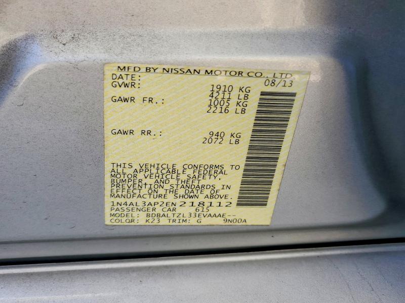 53378846 :رقم المزاد ، 1N4AL3AP2EN218112 vin ، 2014 Nissan Altima مزاد بيع