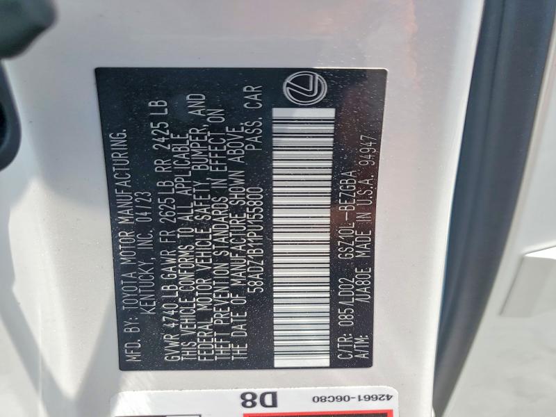 Aukcja sprzedaży 2023 Lexus Es 350, vin: 58ADZ1B11PU155800, numer aukcji: 53912646