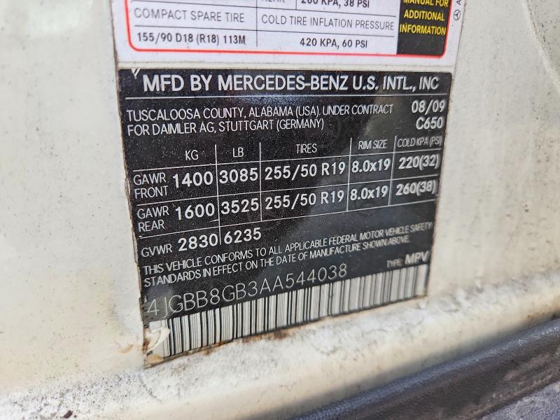Aukcja sprzedaży 2010 Mercedes-benz Ml, vin: 4JGBB8GB3AA544038, numer aukcji: 54777406