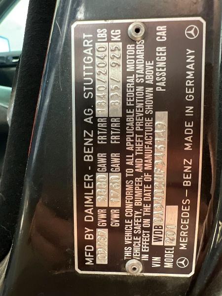 53385956 :رقم المزاد ، WDBDA34D2HF346149 vin ، 1987 Mercedes-benz 190 مزاد بيع