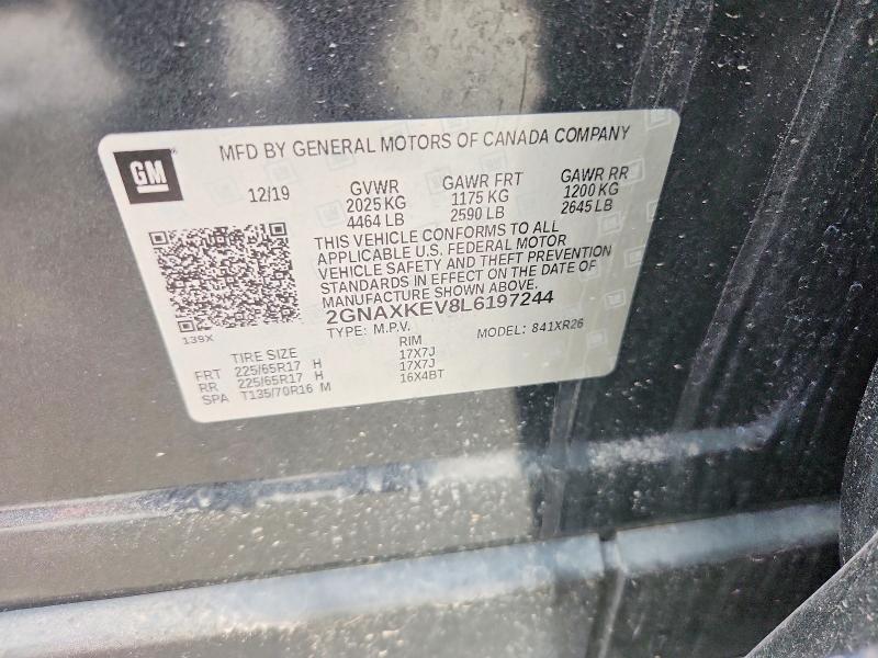 Продажа на аукционе авто 2020 Chevrolet Equinox, vin: 2GNAXKEV8L6197244, номер лота: 54591126