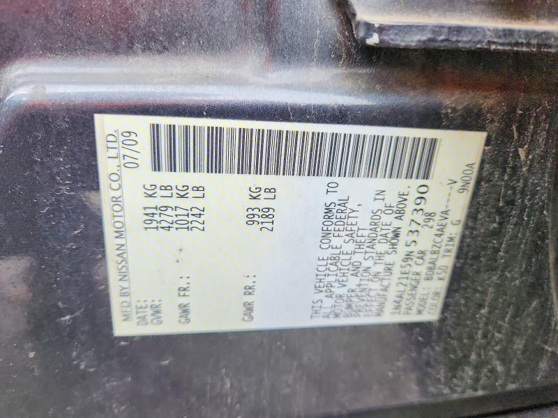 52657756 :رقم المزاد ، 1N4AL21E59N537390 vin ، 2009 Nissan Altima مزاد بيع