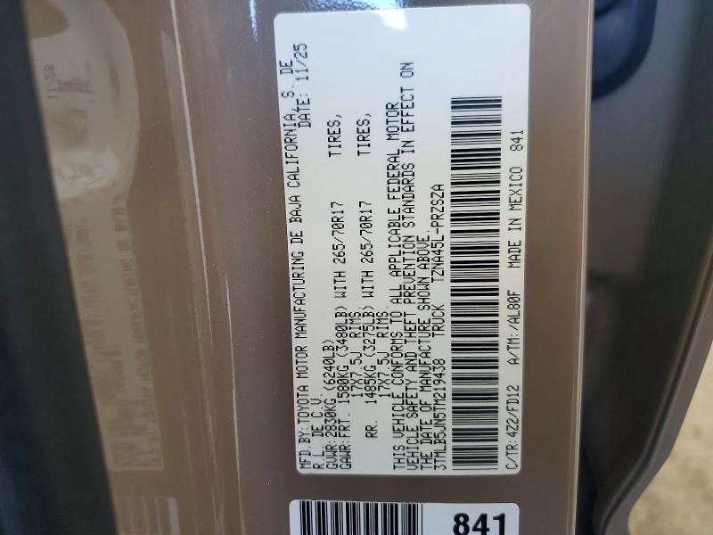 Aukcja sprzedaży 2026 Toyota Tacoma, vin: 3TMLB5JN5TM219438, numer aukcji: 53791956