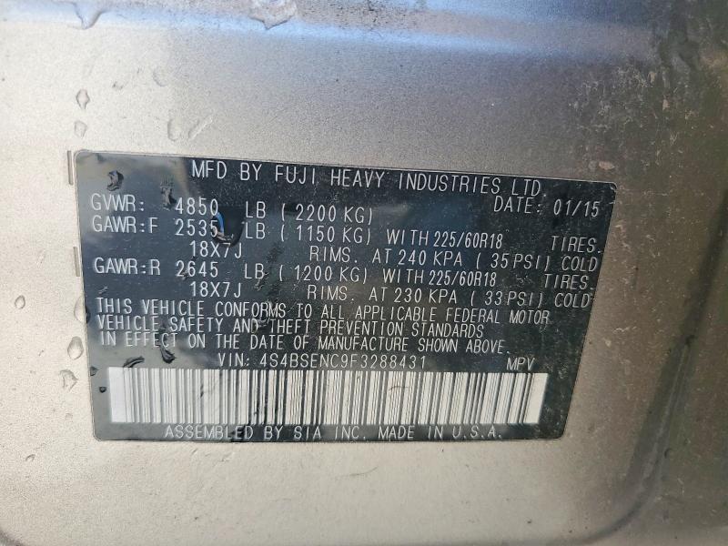 Aukcja sprzedaży 2015 Subaru Outback, vin: 4S4BSENC9F3288431, numer aukcji: 52423276