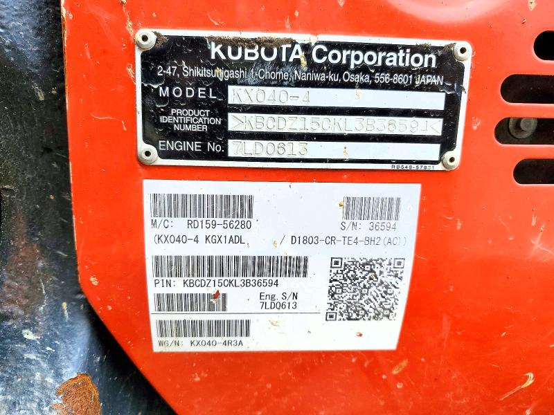 Продажа на аукционе авто 2022 Kubota Kx040, vin: KBCDZ15CKL3B36594, номер лота: 54275696