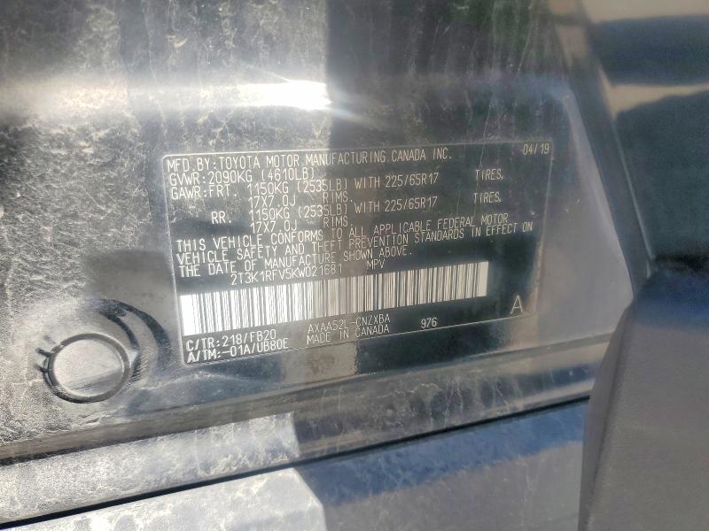 53798296 :رقم المزاد ، 2T3K1RFV5KW021681 vin ، 2019 Toyota Rav4 مزاد بيع