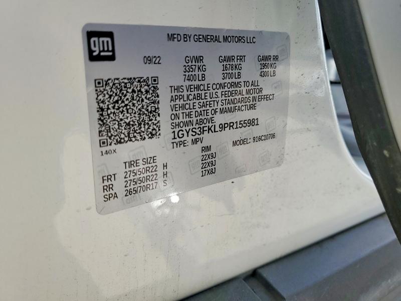 Aukcja sprzedaży 2023 Cadillac Escalade, vin: 1GYS3FKL9PR155981, numer aukcji: 52521156